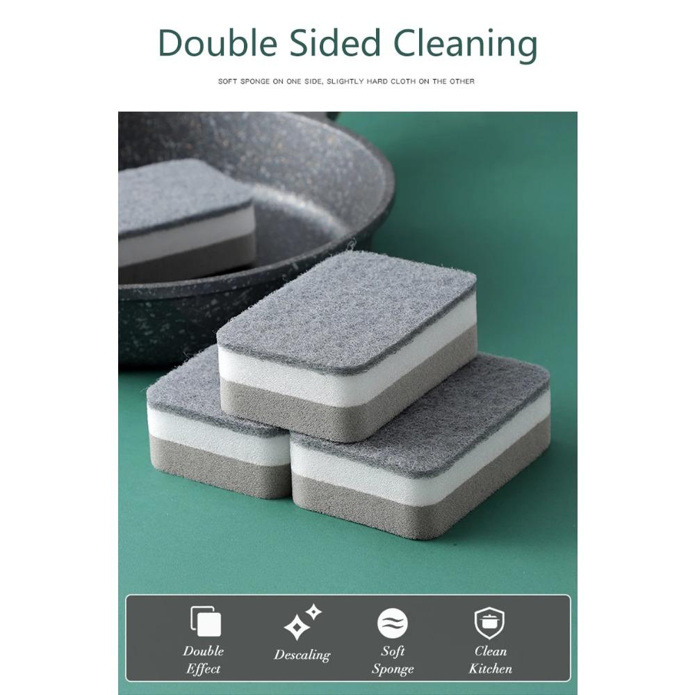 HOMZY 20 יחידות ספוגי ניקוי דו-צדדיים לניקוי ותחזוקת סירים ומחבתות ספוגי שטיפה ערכת פדים לשפשוף ביתיים כלי מברשת