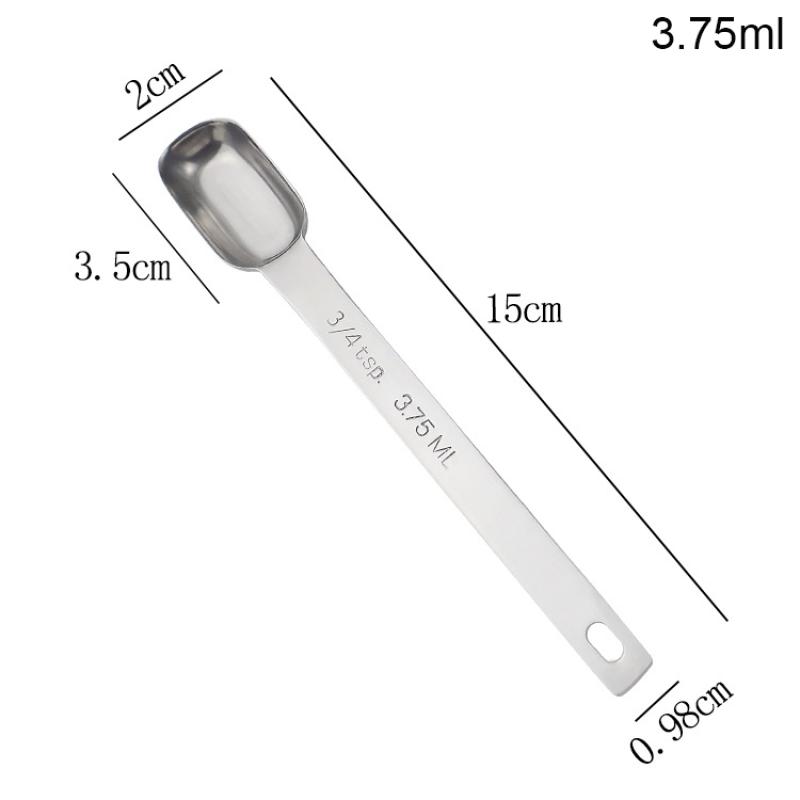 

1Pc 304 Stainless Steel Rectangular Kitchen Measuring Spoons With Scale For Coffee Graduated Spoon Powder Coffeeware