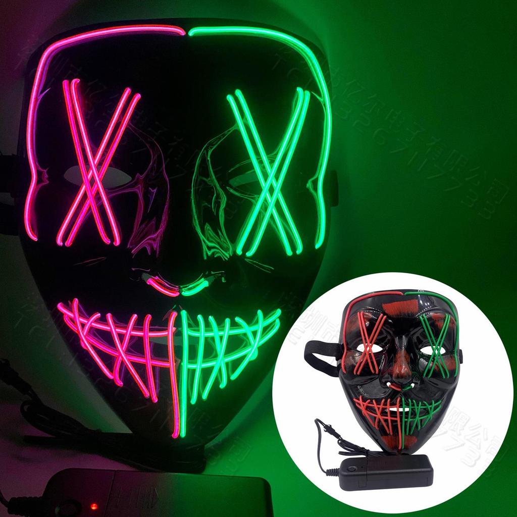 EL Cold Light LED Halloween Mask - Luminous Black V Mask for Shuffle Dance