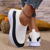 Chaussures de Sport Grande Taille pour Femmes Semelle Épaisse Couleur Unie Décontractées Flyknit Maille Respirante Chaussures Simples Légères Tricotées Baskets 36-43