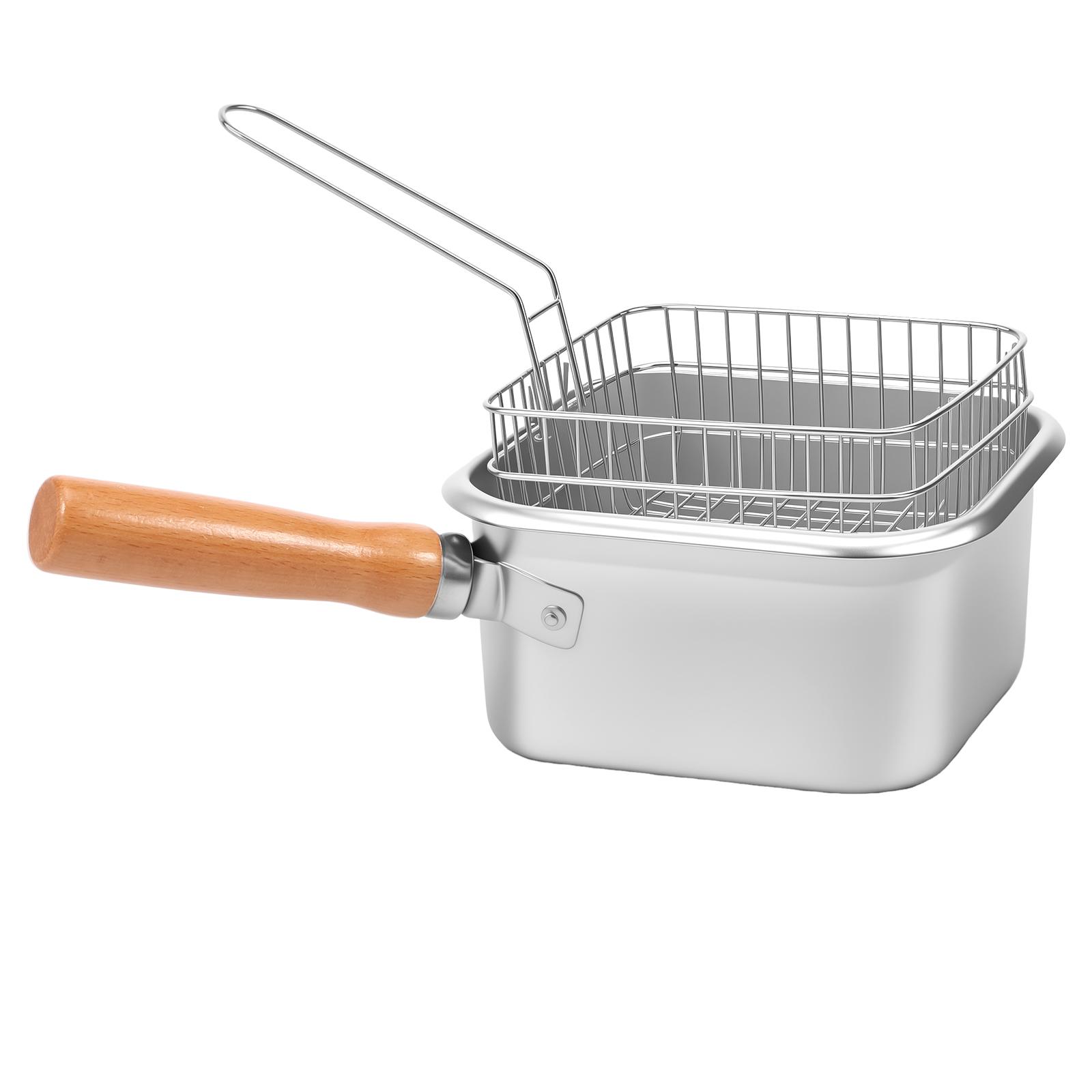 

Multi-functional Deep Fryer Pot Stainless Steel Frying Pan with Basket and Handle Portable Square Deep Frying Pans for Kitchen
