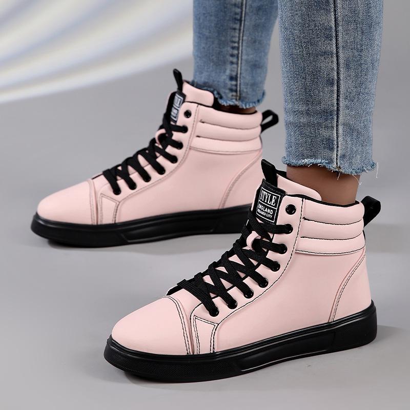 Fashion Spring Fashion Red Men's Sneakers High Top Skateboarding Shoes for Men Casual Shoes Unisex Waterproof Leather Sneakers for Women