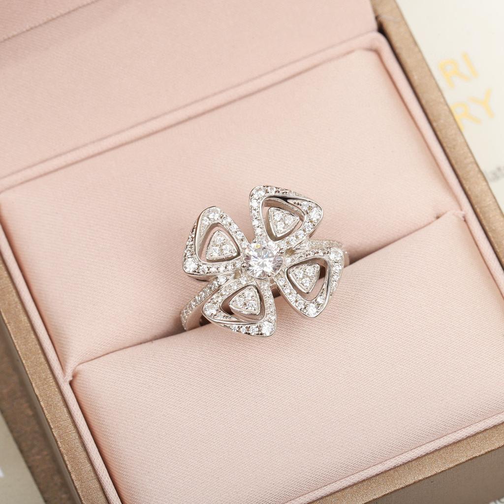 New Hot Brand Vintage Full Diamond Women's Rings Luxury Jewelry For Women Designer Rings Fashion Pure 925 Silver Flower Rings