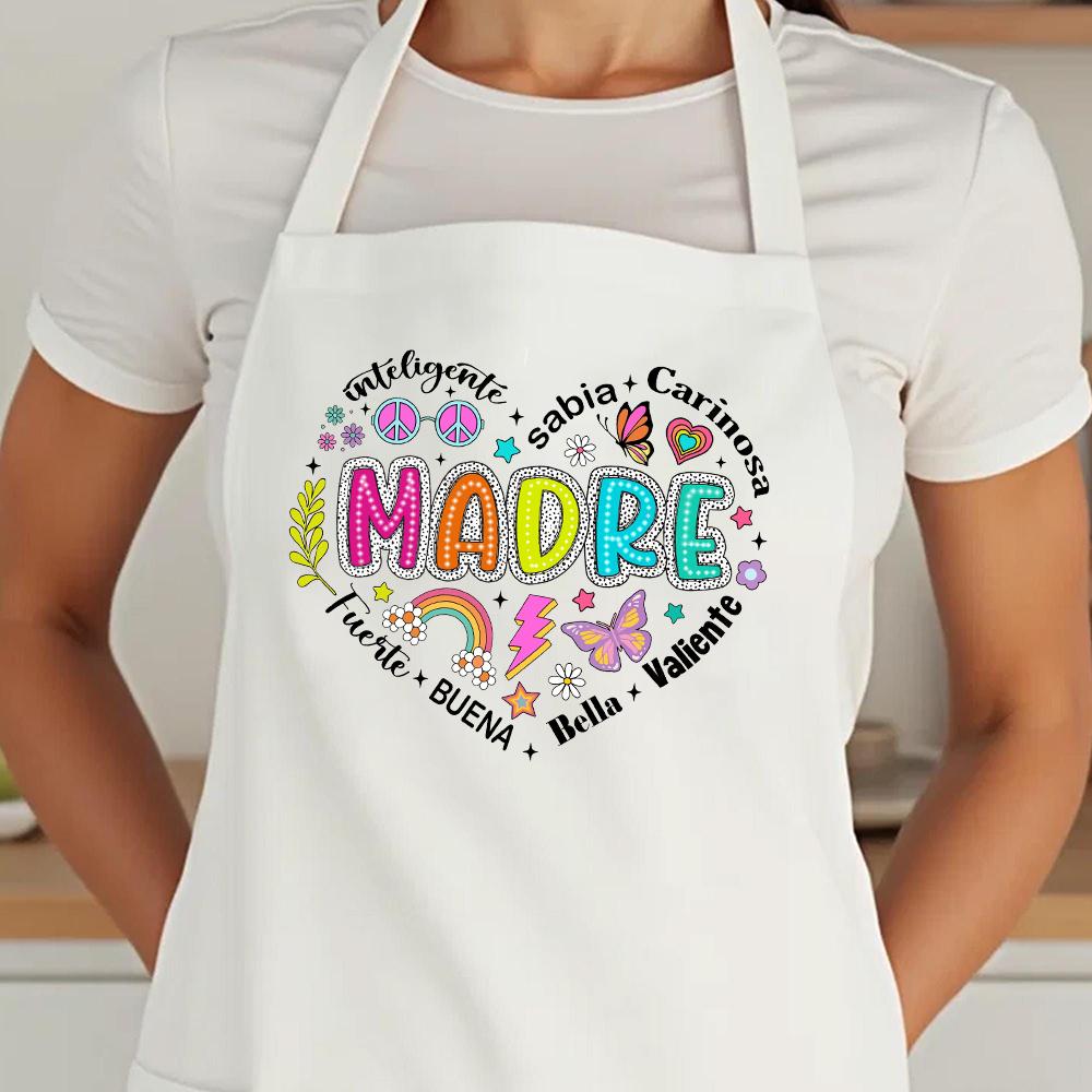Smart Intelligent Brave Beautiful Mom Print Women Apron Mama Pocket for Cooking Baking Aprons Mother's Day Birthday Gift for Mom