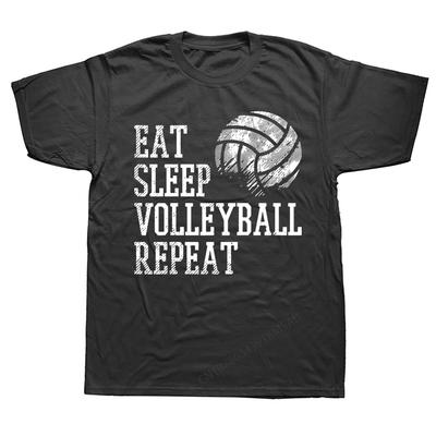 Eat Sleep Volleyball Repeat Funny Player T Shirts Graphic Cotton Streetwear Short Sleeve Birthd