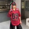 American Street Dance T-shirt Women Summer Oversized V-neck T Shirt Harajuku Trend Short Sleeve Unisex Streetwear Couple Top