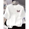 Womens FrontandBack Printed ShortSleeve TShirt Butterfly PinkPurple Butterfly SpringSummer Trendy TShirt Cotton Shirt