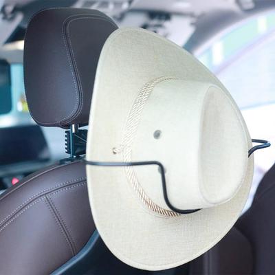 Car Cowboy Hat Holder Seat Back Headrest Mount Heavy Duty Steel SUV Truck Auto Cowgirl Hat Coat Hanger Organizer Metal Rack Car Accessories