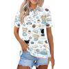 Women's Casual Short Sleeve Shirt with Print - Button Front Top with Side Slits