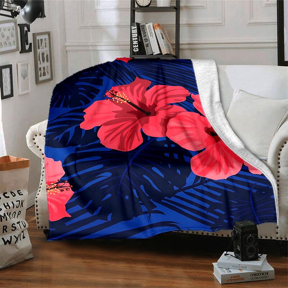 1pc Tropical Flowers Blanket Warm, Cozy, And Soft, Suitable for Sofas, Beds, Cars, And Office Use.Perfect for Camping And Travel, Making It a Great Gi
