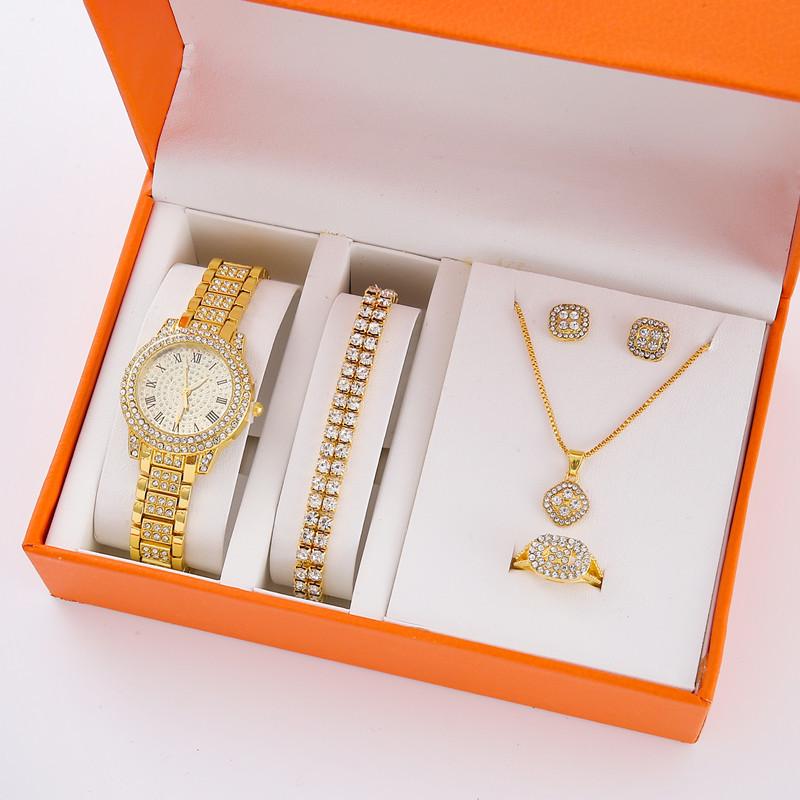 5-Piece Women's Versatile Quartz Wristwatch Set with Steel Band