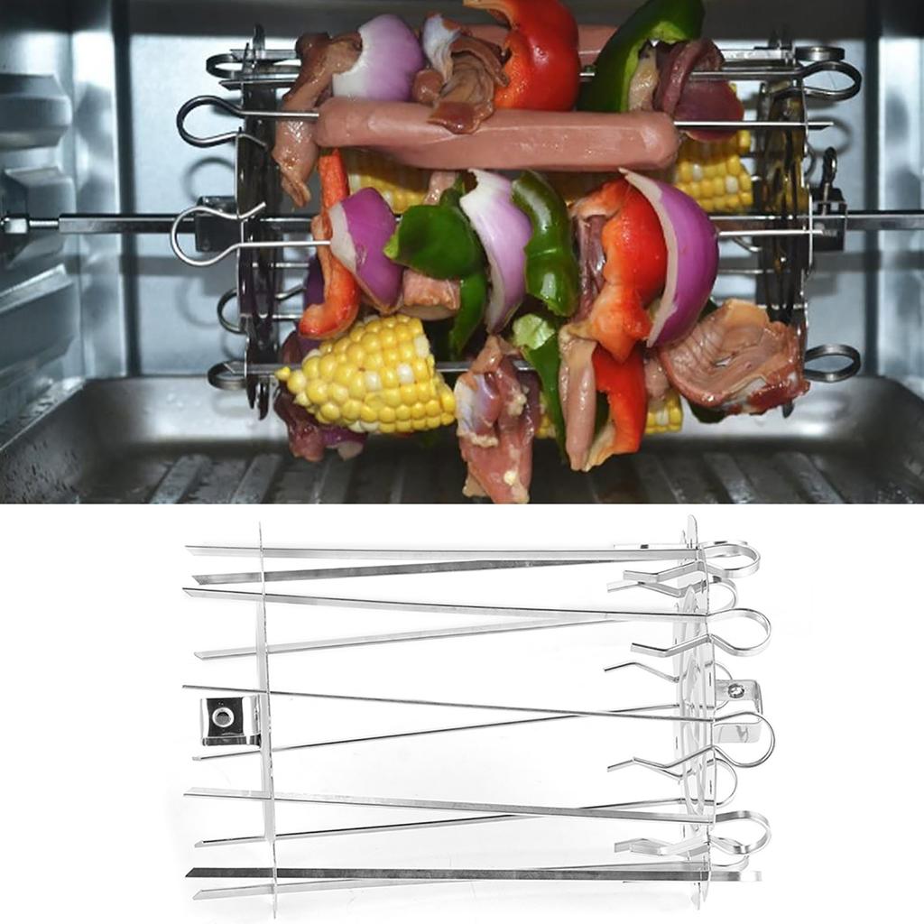 Stainless Steel Roaster Electric Oven Barbecue Skewers Needle Cage Set BBQ Grill Accessory