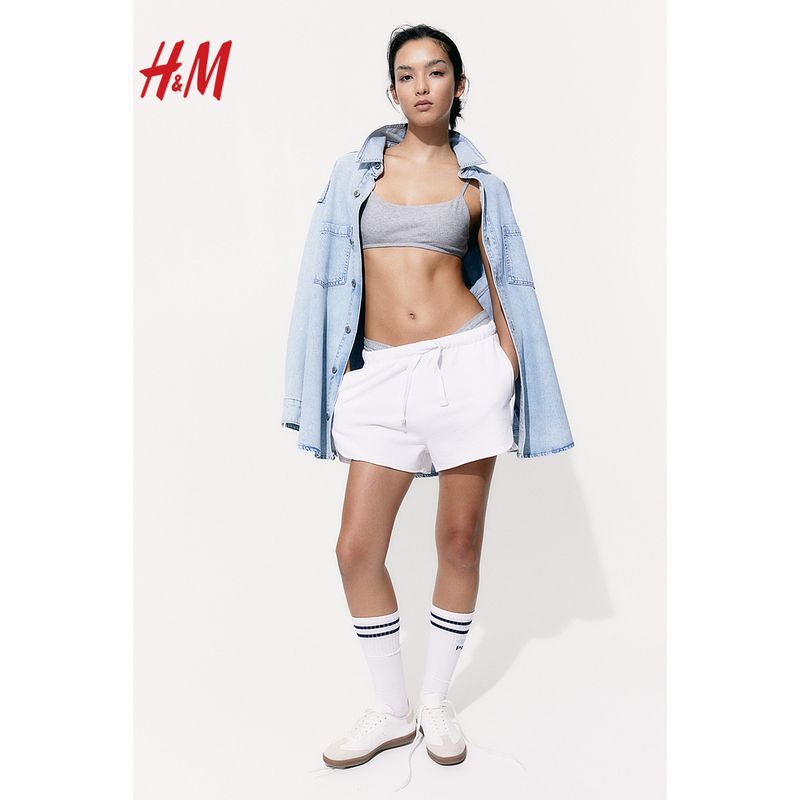 

HM Women clothes Casual Pants Summer Women Fashion Casual Simplicity Short Sweatpants 1212779 White 165/80(M)