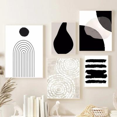 Modern Abstract Line Geometric Wall Art Canvas Painting Black White Minimalist Posters Nordic Room Print Pictures for Home Decor