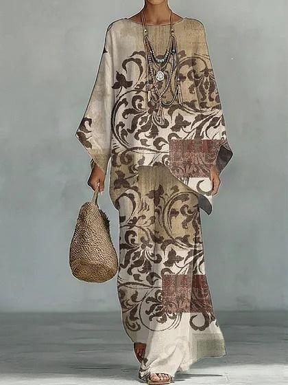 1116 New Bohemian large size casual suit loose version holiday style two-piece set