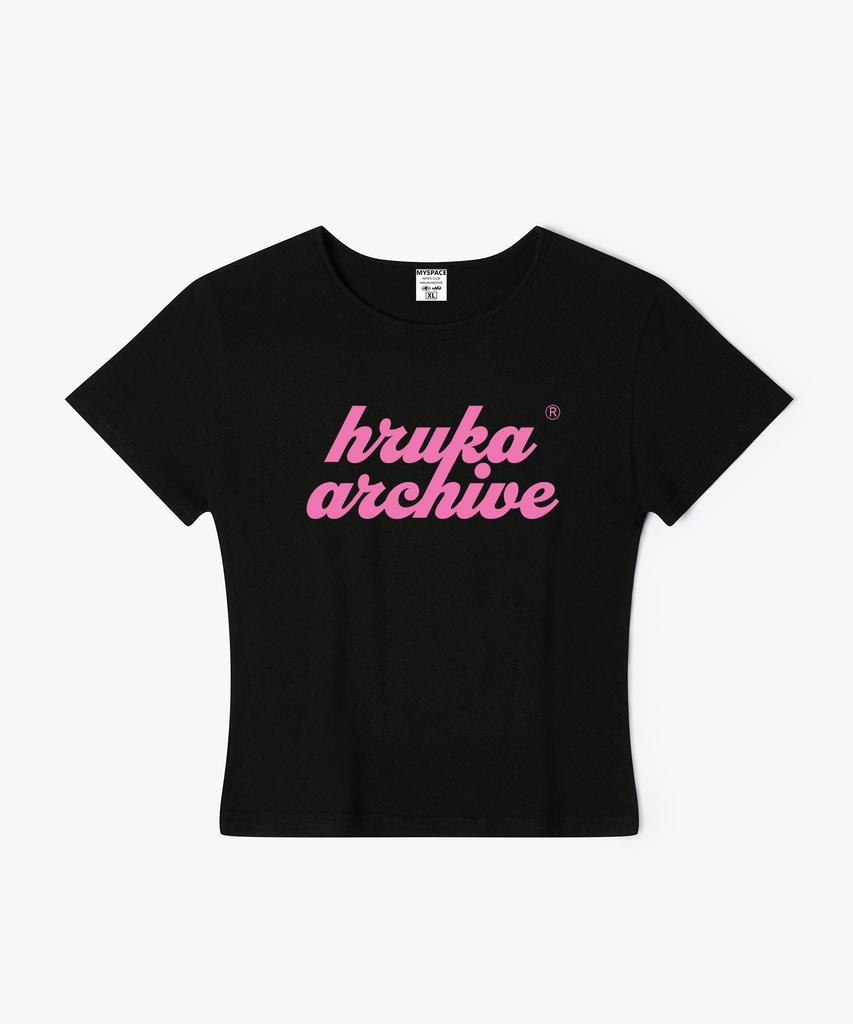 Hilukaakaibeu Overlap Pink Logo Women'S Slim Fit Short Sleeve T-Shirt