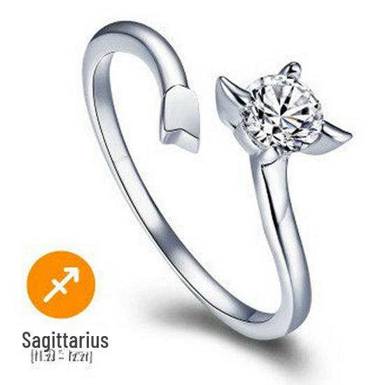 Weihua Koreanischer Sternzeichen-Zirkonring: Retro-Stil im europäischen und amerikanischen Stil, versilbert, verstellbar, für Frauen oder Paare.