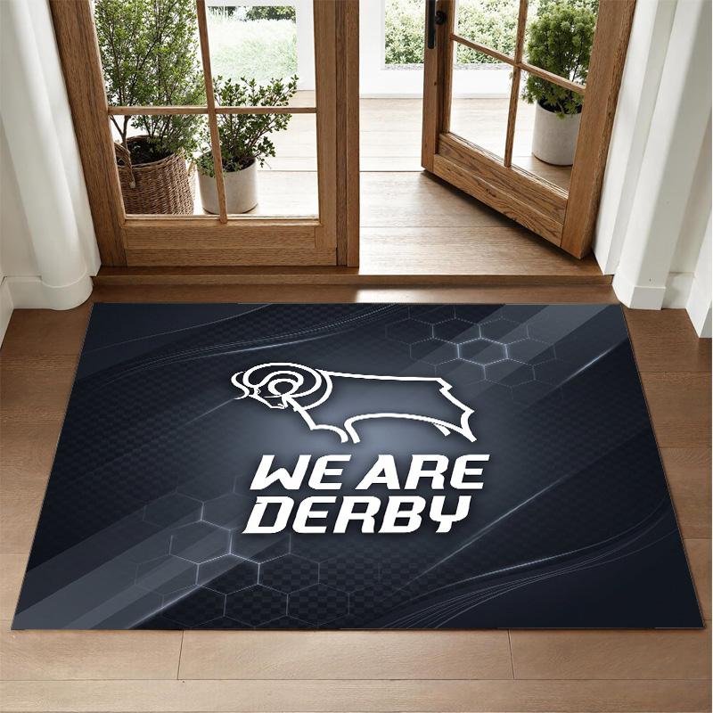 Derby County Design Crystal Velvet Rug Soft Decorative Mat for Bedroom Entrance