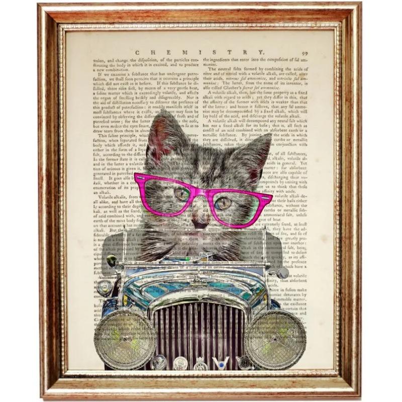 Vintage Funny Animals In Newspaper Art Poster Canvas Painting Puppy Pet Cat Horse Wall Art Pictures Gift Home Decor