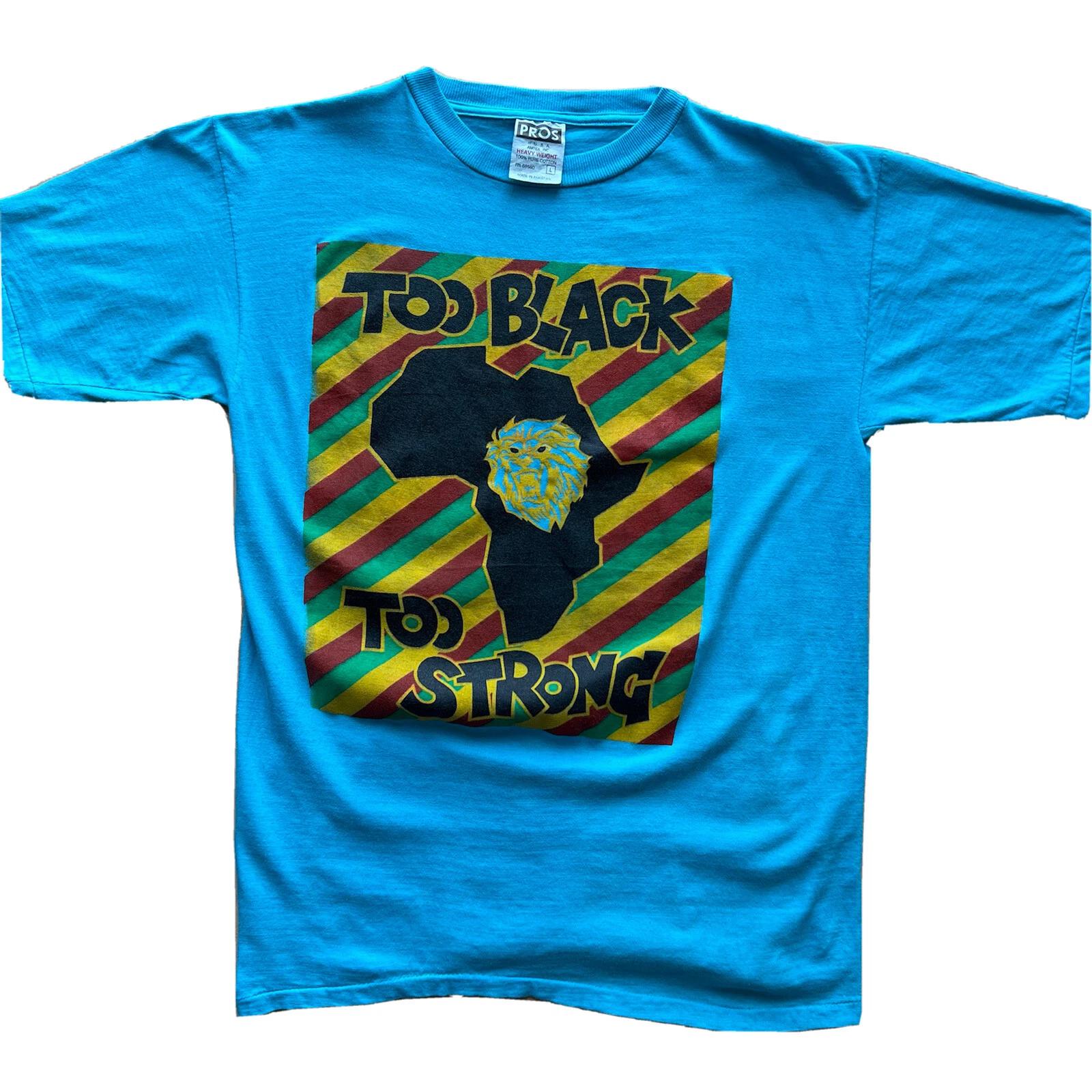 Vintage African History Shirt Large Teal 90s Too Black Too Strong Malcom X MLK 2XL