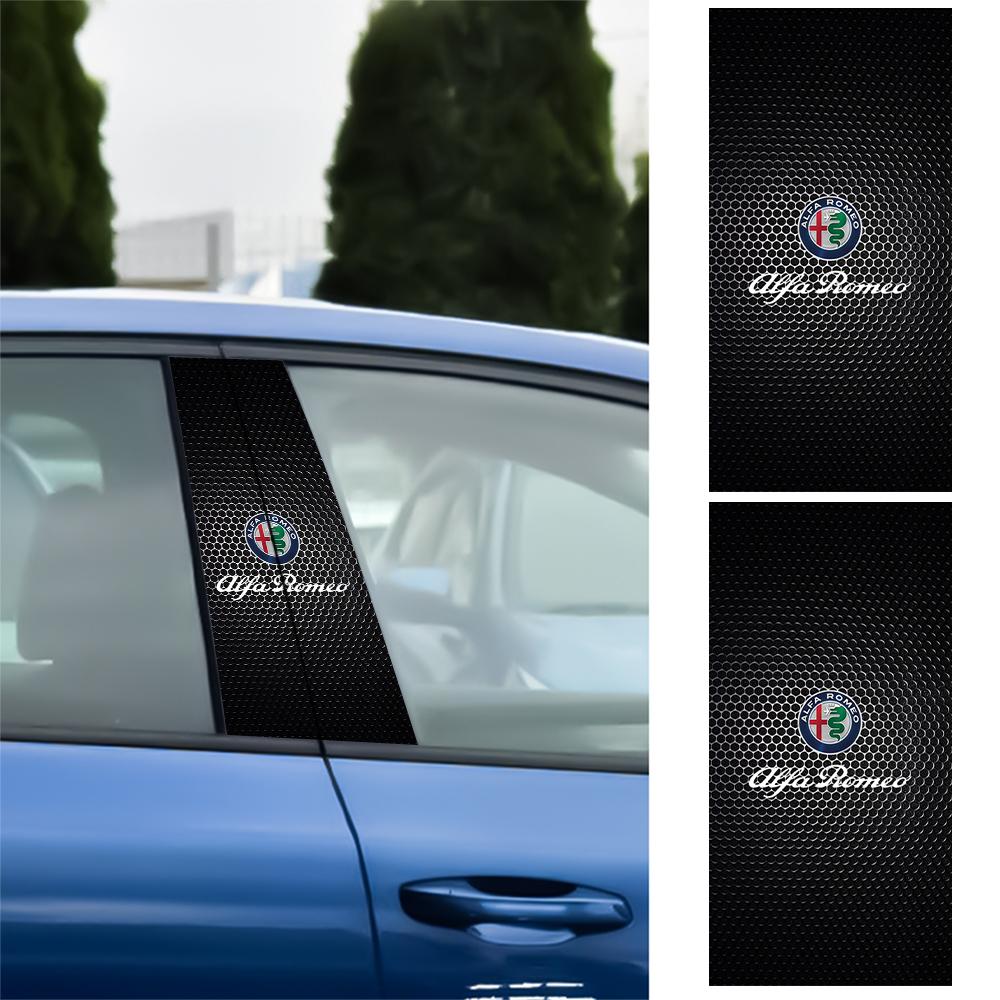 2pcs PVC Car Center Pillar Central Column Stickers Emblem Decal Cover For Alfa Romeo Giulietta 159 147 156 Giulia MiTo Sportiva