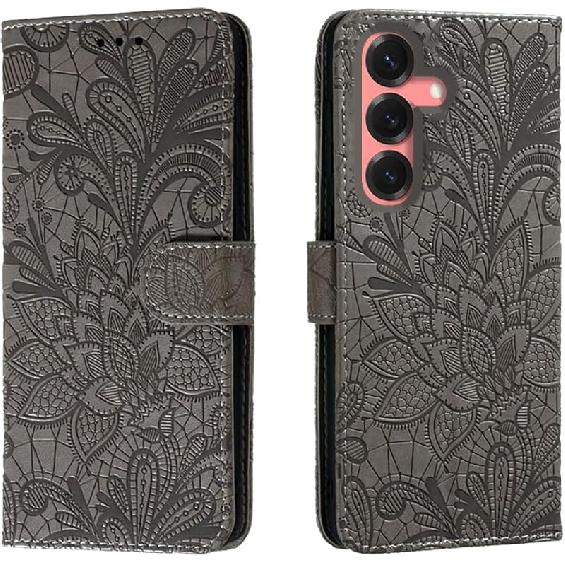 For Samsung Galaxy S25 / Galaxy S24 Embossing Wallet Case Kickstand Magnetic Flip Cover Credit Cards Slot with Stand for PU Leather Shockproof Flip