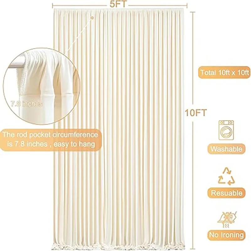 5x8/10 fot rynkefri hvit sateng bakgrunnsgardiner for bryllup, bursdagsfest, fotografering, bakgrunn, babyshowerdekorasjoner