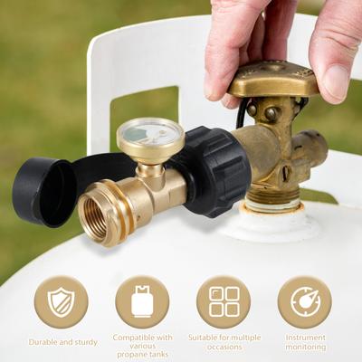 Propane Gas Gauge Meter Propane Tank Gauge Level Indicator Adapter for Qcc1/1 Type Connections for Camping Stove Gas Cylinder