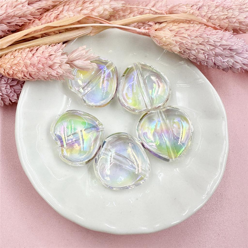 10Pcs 20*19mm For Bracelet Necklace Making Key Chain Peach Heart DIY Jewelry Accessories Acrylic Loose Beads Fashion