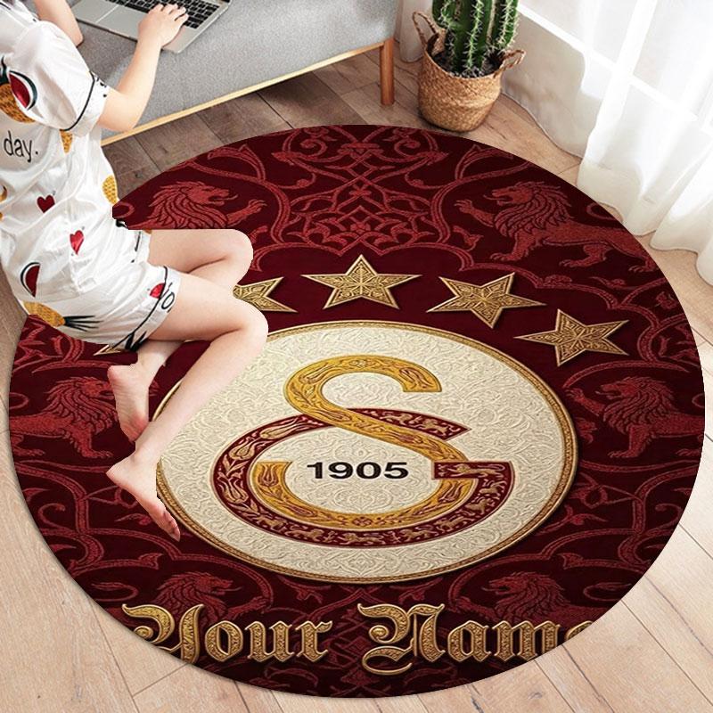 Galatasaray S Custom Name Round Area Rug,Carpet Rug for Living Room Bedroom Sofa Playroom Decor,Non-slip Floor Mat