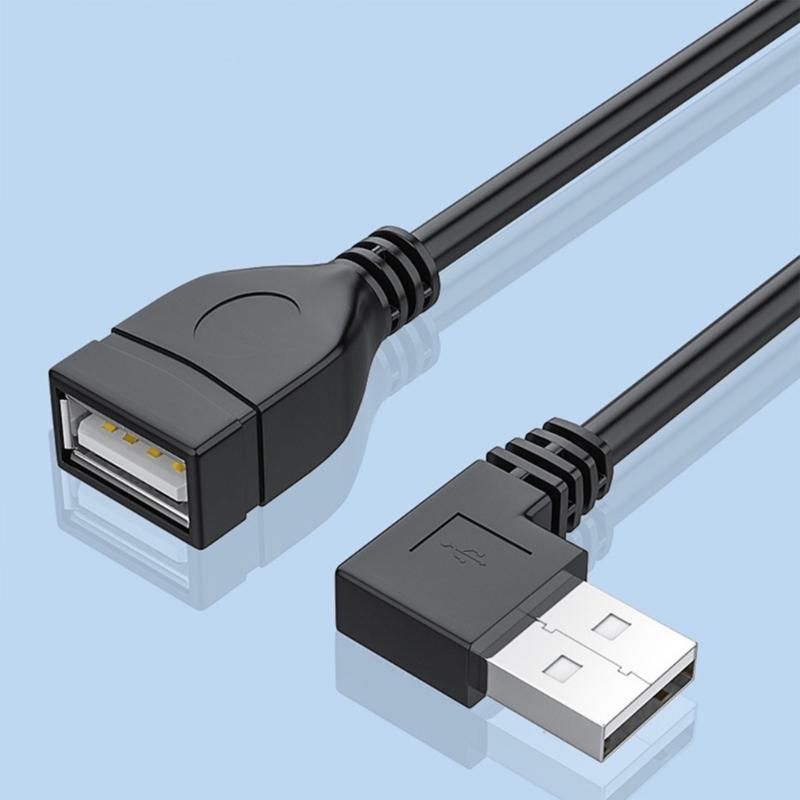 USB 2.0 Cable Male To Female Connection Extension Cord 90 Degree Angled Cord for Laptops Keyboards and USB Flash Drives
