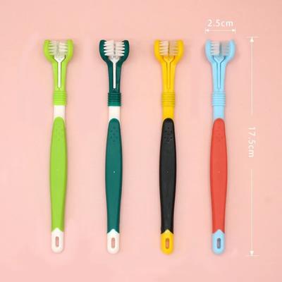 3-Sided Pet Toothbrush Dog Plastic Toothbrush Removing Bad Breath Tartar Cleaning Mouth Pet Dental Care Pet Cat Cleaning Mouth