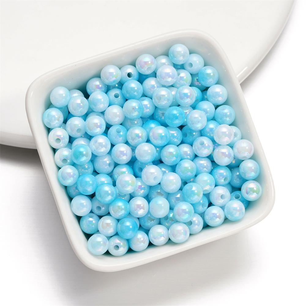 10g 4/6mm Acrylic Aurora Spacer Beads Gradient AB Color Imitation Pearl Round Bead for DIY Bracelet Jewelry Accessories