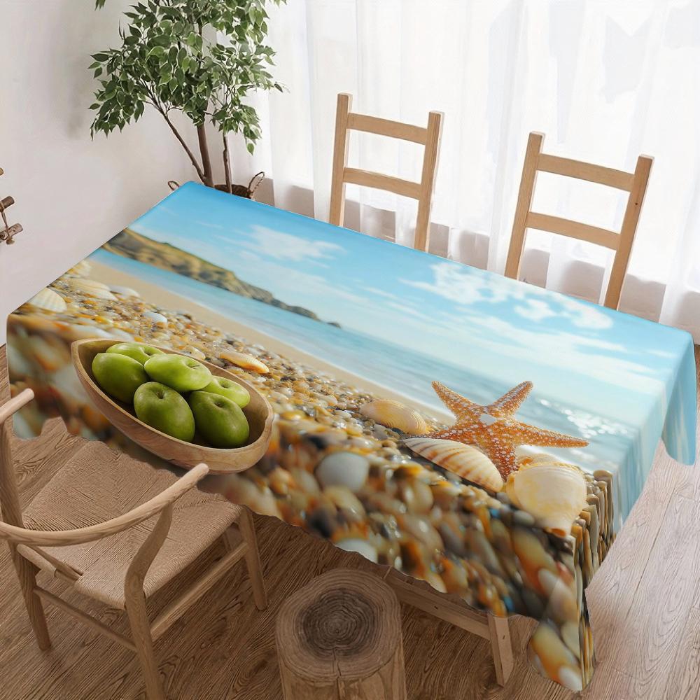 Couronne de fleurs du Jour de l'Indépendance Nappe rectangulaire imperméable Fleur étoile rouge bleue Drapeau USA Housse de table pour dîner cuisine 140x180cm