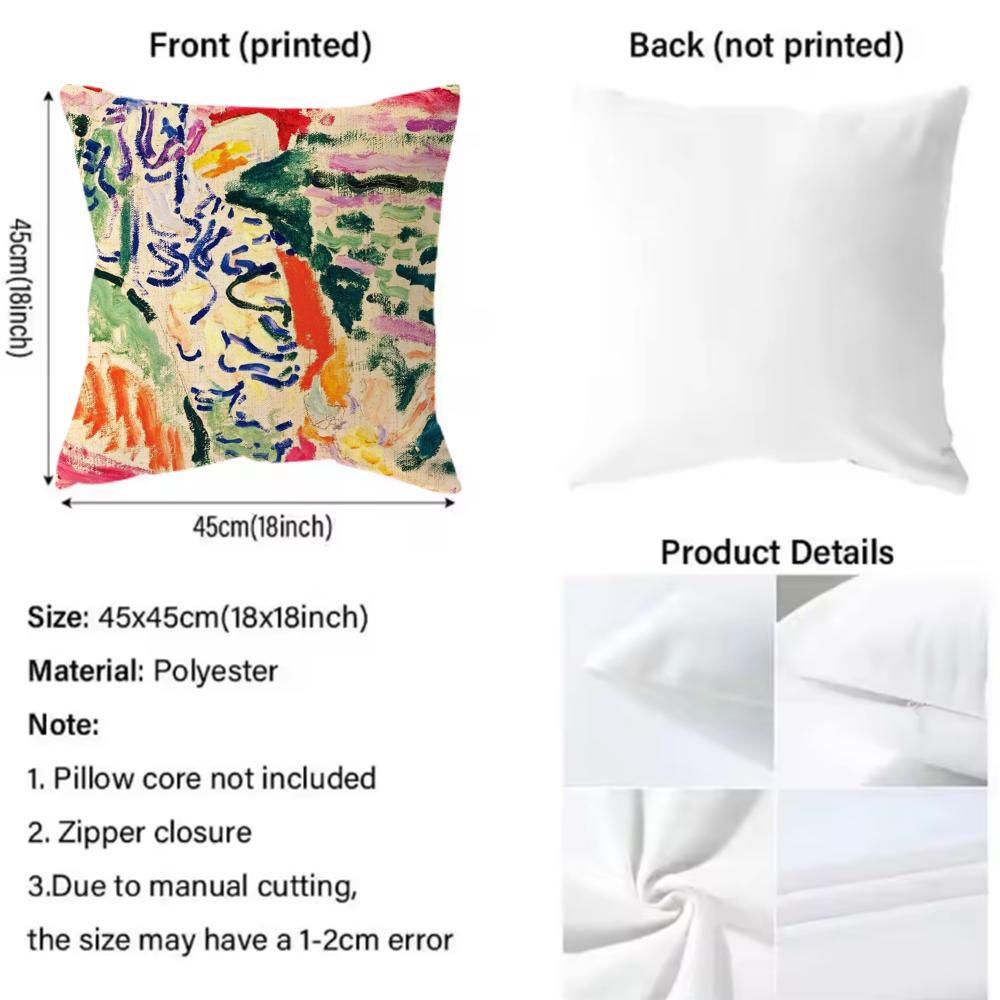 H-Henri MatisseS Painting Cushion Cover Comfortable Reversible Pillow Cover Ideal for Car Sofa Bedroom & Beyond