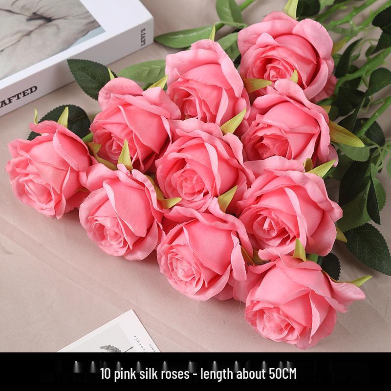 Silk Rose Bouquet: Artificial Flower Arrangement for Home Decor