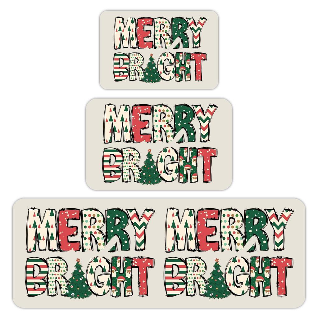 Christmas Kitchen Anti-slip Mat Carpet Flannel Doormat Two-piece Set