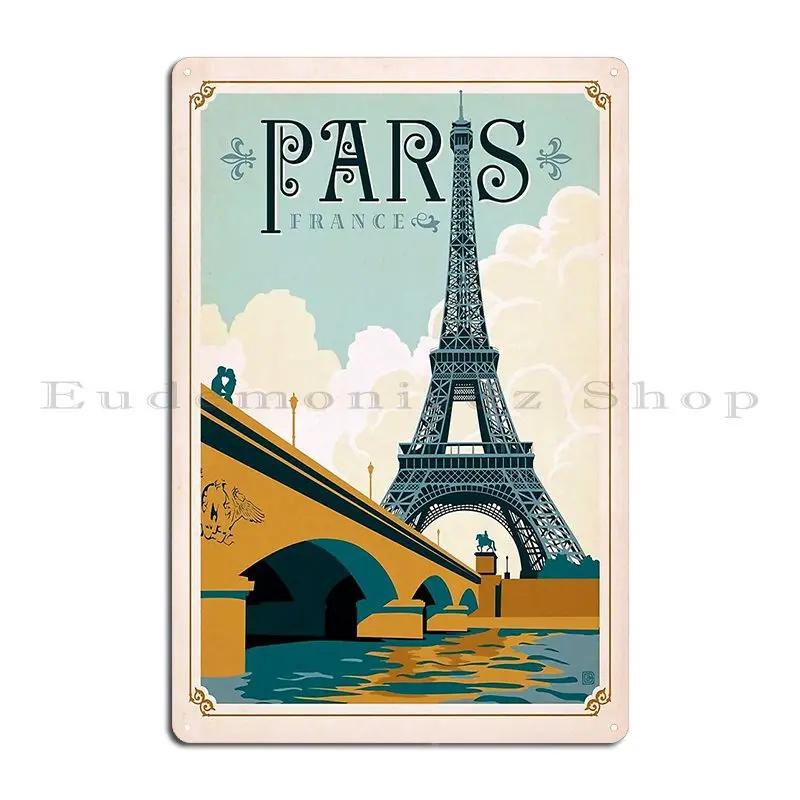Eiffel Postcard Poster Metal Plaque Poster Cinema Garage Custom Pub Plates Plaques Tin Sign Poster
