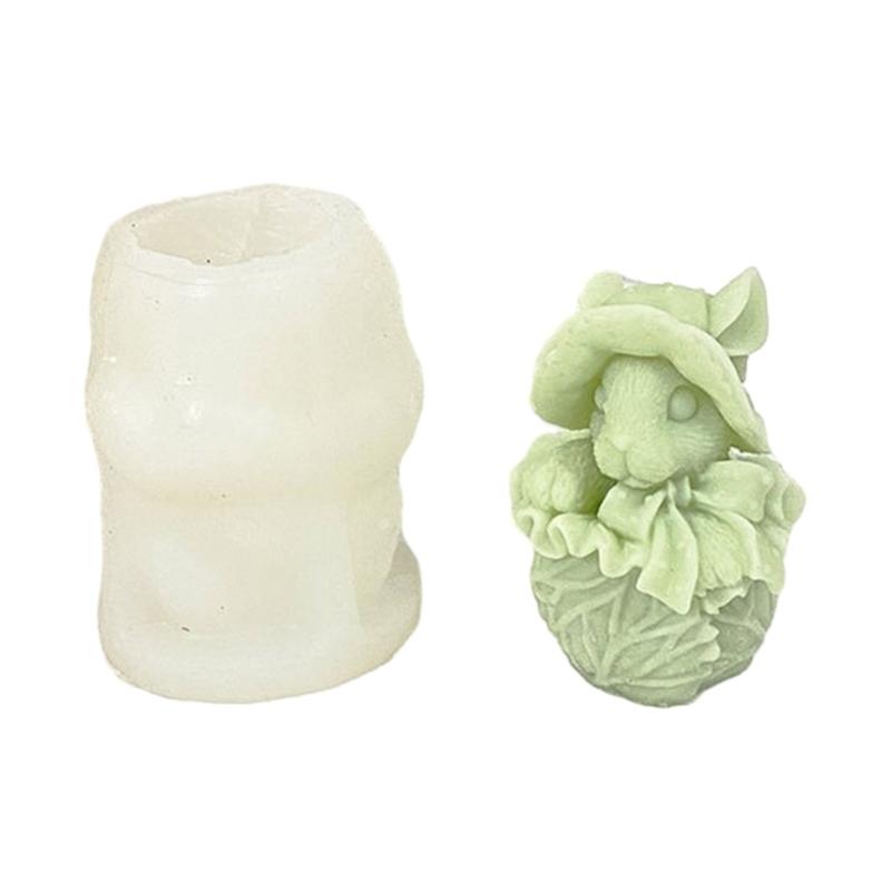 Cauliflower Rabbit Silicone Mold for Handmade Desktop Decor Gypsum Epoxy Resin Aroma Candle Mould for Home Decoration