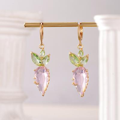 Orecchini Femminili Carini in Argento Sterling Cristallo Zircone Arancione Rosa Carota per Donne Matrimonio Statement Bijoux