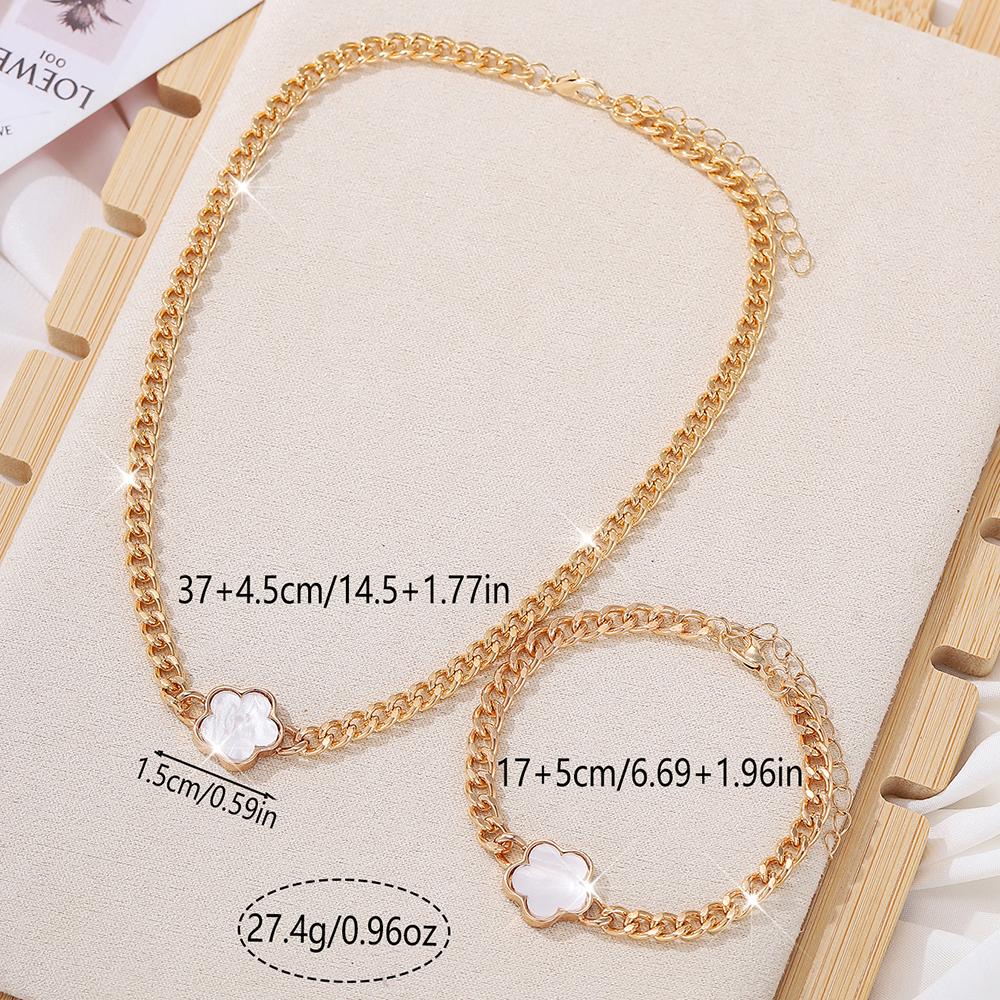 1 Set Mehrfarbige Glücksklee Kette Zirkon Set, Klassisch & Modisch Für Damen, Geeignet Für Party, Dating, Arbeit, Feiertagsbekleidung