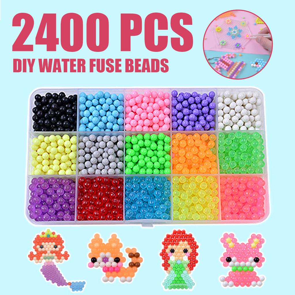 Mipartebo Water Fuse Beads 24 Colors 4800 Beads Magic Water Sticky Beads Set Fun DIY Art Crafts Toys for Kids Beginners