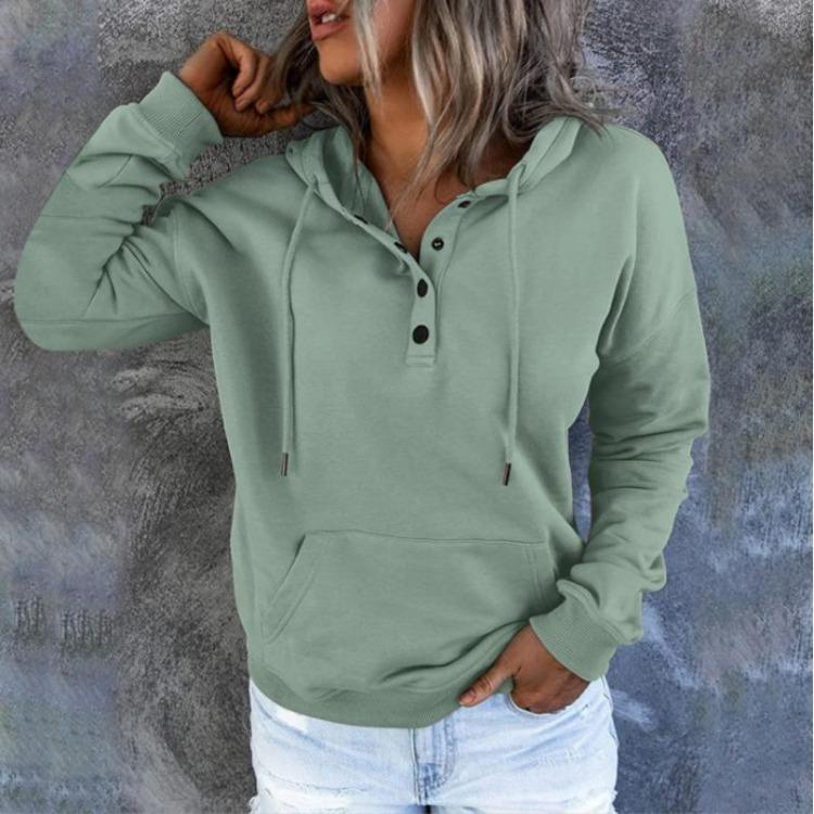 Women Casual Loose Fit Hooded Drawstring Long Sleeve Pocket Sweatshirt Hoodie