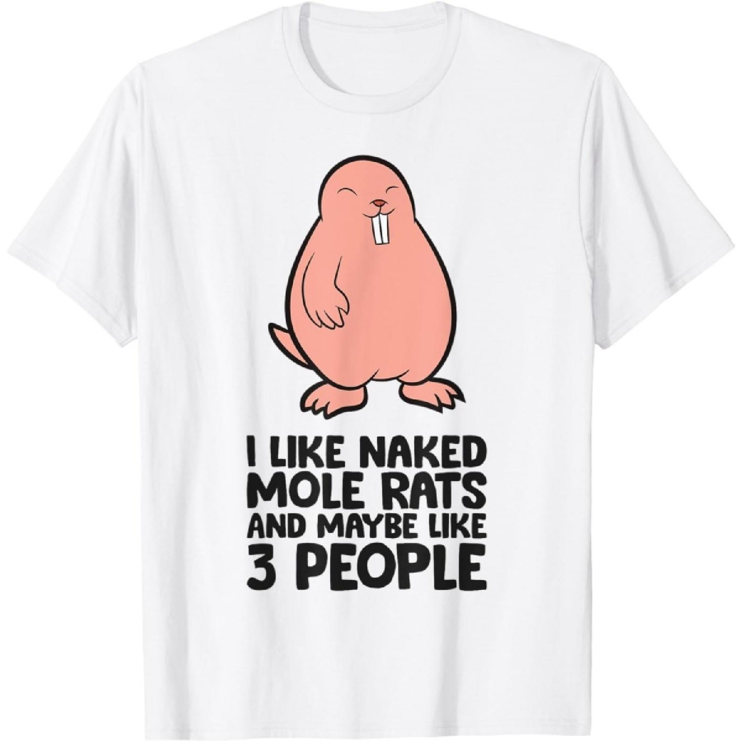 Мне нравятся голые землекопы и, возможно, 3 человека Футболка с голыми землекопами XXXXXL белый