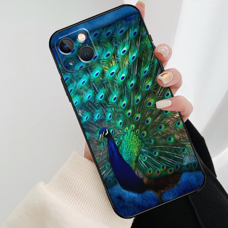 

Bird Peacock Feather Phone Case For iPhone 13 14 15 16 Pro Max 11 12 XS XR X Plus Shockproof Bumper Soft Cover iPhone 16 Pro