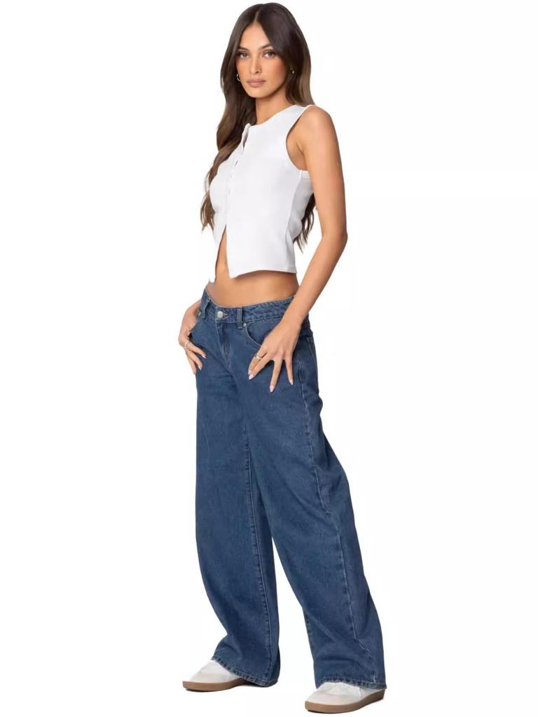 Russian Fashion: Women's High Waist Extra Long Wide Leg Jeans 2025