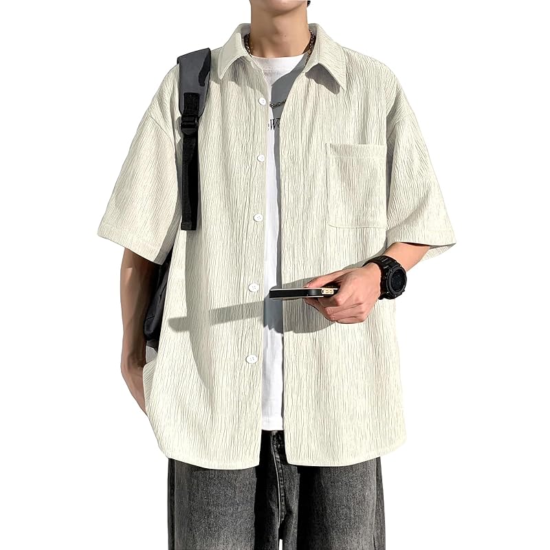 

[FUZHIHUA] shirt men s short sleeve long sleeve Cool feeling Relaxing breathable Sweat absorbent and quick drying Plain color Thin soft comfortable