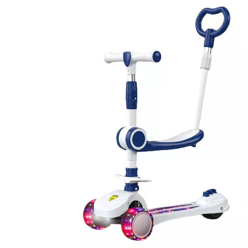 

2022 Музыкальный светильник 3 в 1, складной, регулируемый по высоте, широкий, 3 колеса с педалью сиденья, безопасный для детей