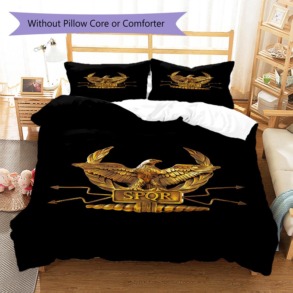 Roman SPQR Pattern Bedding,Quilt Set Quilt Cover Pillowcase Home Birthday Gift (1 * duvet cover + 2 * pillowcase, without core)