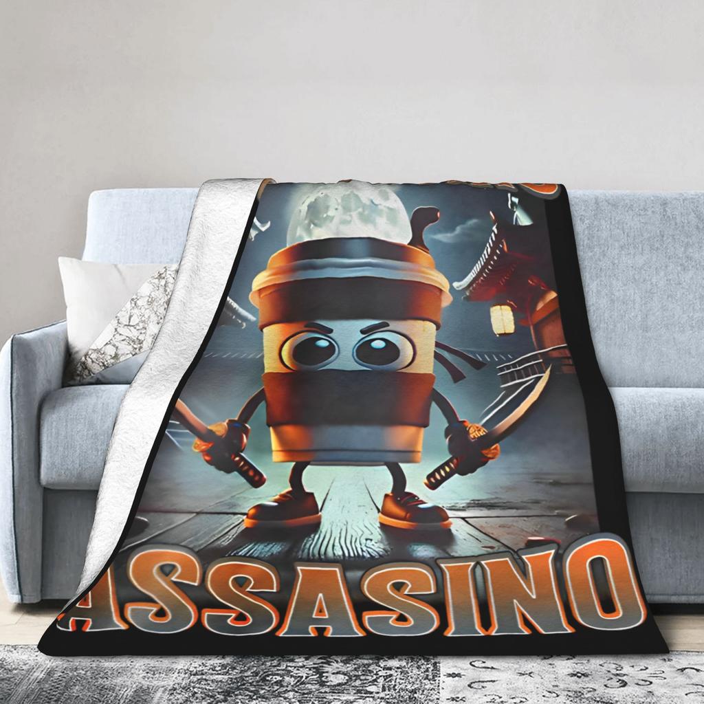 Italian Brainrot Animals Blanket Cappuccino Assassino Fleece Awesome Soft Throw Blankets for Home Winter